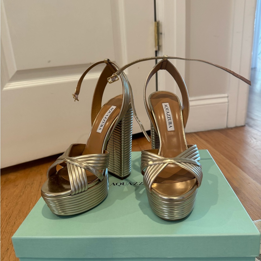 Aquazurra Metallic Sundance Platform Sandal